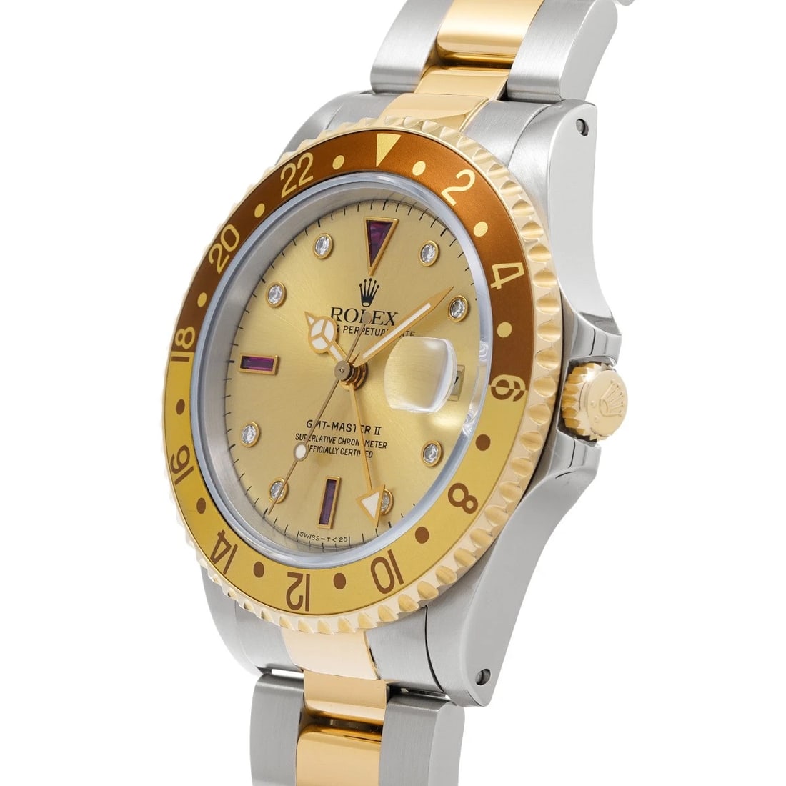 ROLEX CHAMPAGNE DIAMOND RUBY WATCH - 2