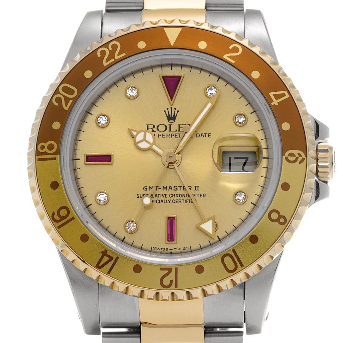 ROLEX CHAMPAGNE DIAMOND RUBY WATCH - 4