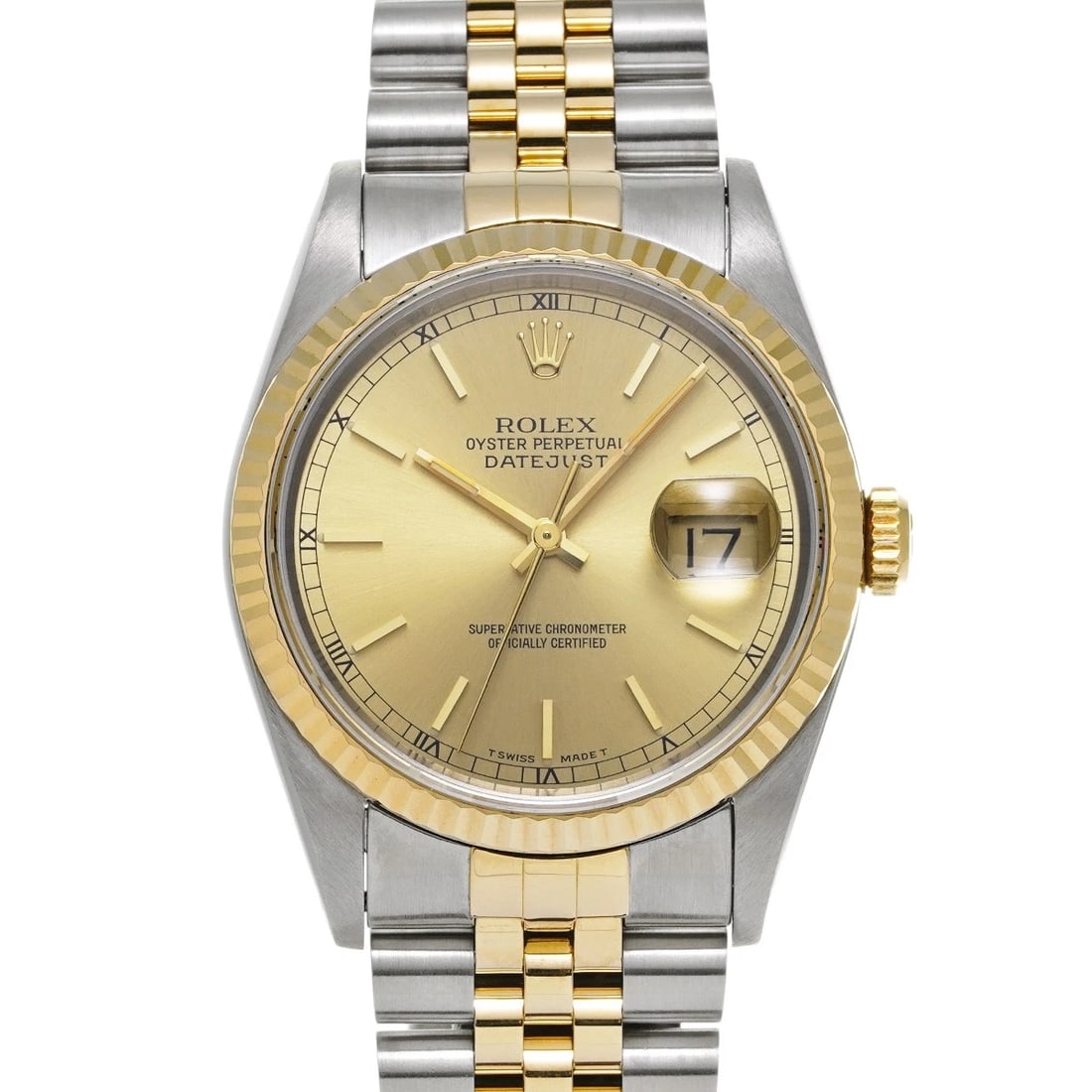 ROLEX DATEJUST CHAMPAGNE WATCH: ROLEX Datejust Champagne Watch Brand: ROLEX Type: Wristwatch Material: Band Material Stainless steel/Yellow Gold, Case Material Stainless steel Color: Dial Color Champagne Size: ??Case?
