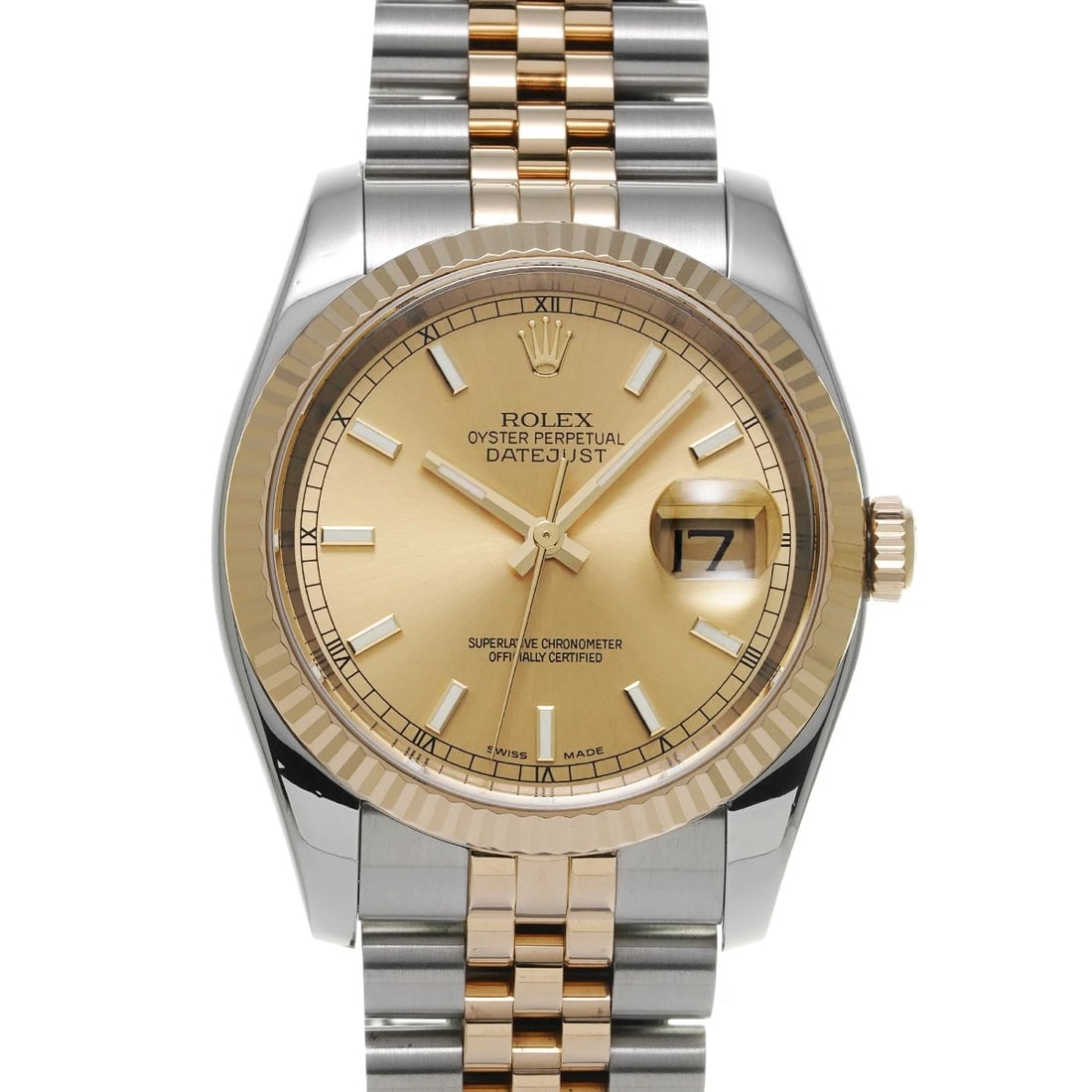 ROLEX DATEJUST CHAMPAGNE WATCH: ROLEX Datejust Champagne Watch Brand: ROLEX Type: Wristwatch Material: Band Material Stainless steel/Yellow Gold, Case Material Stainless steel Color: Dial Color Champagne Size: ??Case? H/about 36