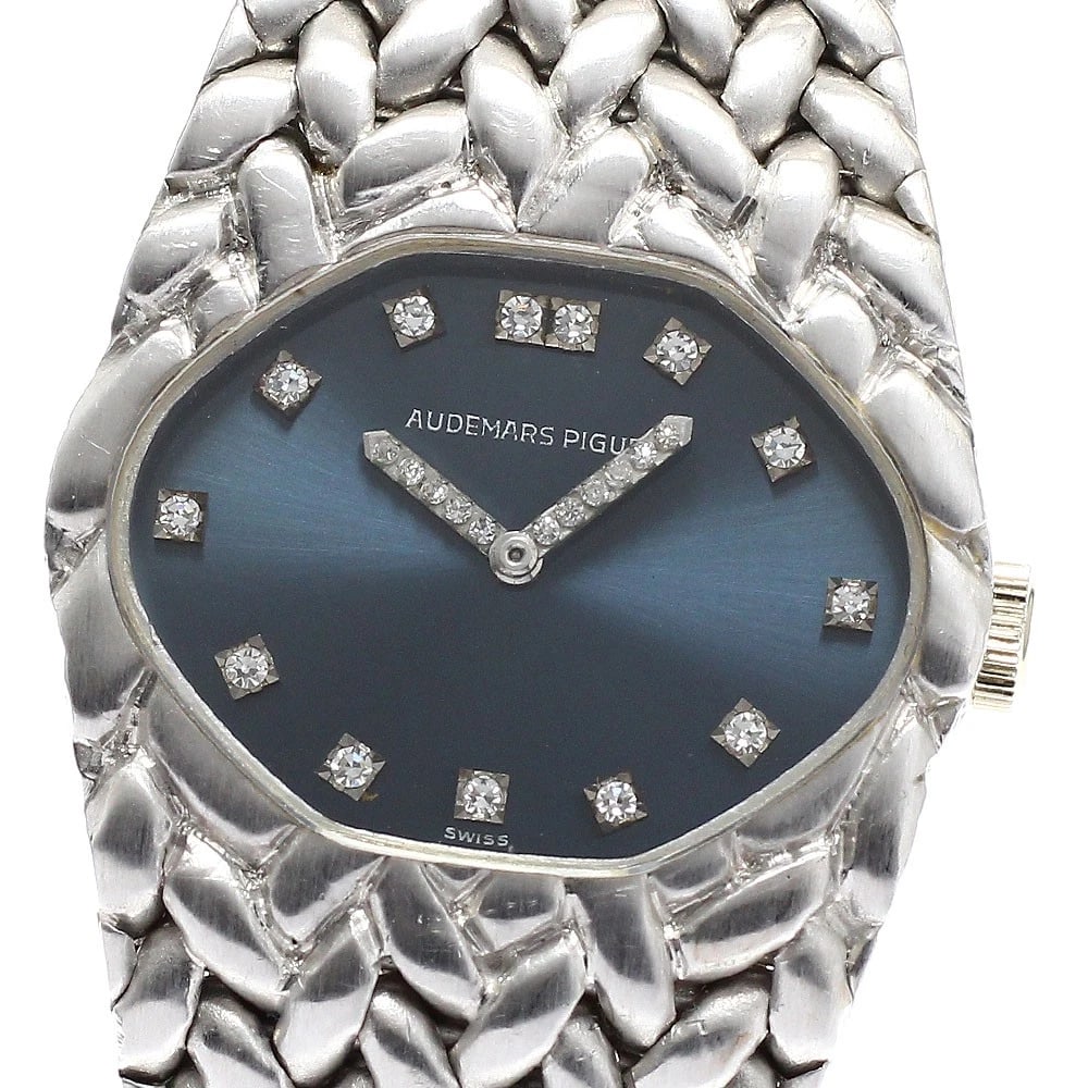 AUDEMARS PIGUET K18WG DIAMOND WATCH: AUDEMARS PIGUET K18WG Diamond Watch Brand: AUDEMARS PIGUET Type: Wristwatch Material: Band Material K18WG, Case Material K18WG Color: Band Color Silver, Dial Color blue, Case Color Silver 