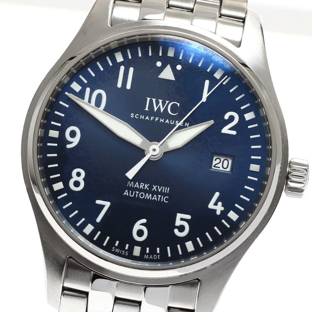 IWC SCHAFFHAUSEN PILOT WATCH WATCH: IWC SCHAFFHAUSEN Pilot watch Watch Brand: IWC SCHAFFHAUSEN Type: Wristwatch Material: Band Material Stainless Steel, Case Material Stainless Steel Color: Band Color Silver, Dial Color Navy, Case Co