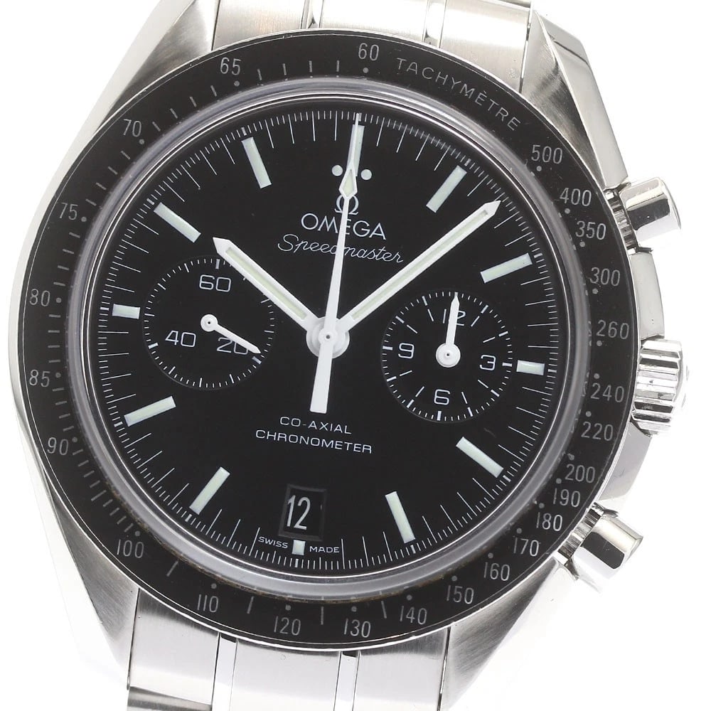 OMEGA SPEEDMASTER CO AXIAL CHRONOGRAPH WATCH: OMEGA Speedmaster co Axial Chronograph Watch Brand: OMEGA Type: Wristwatch Material: Band Material Stainless Steel, Case Material Stainless Steel Color: Band Color Silver, Dial Color black,