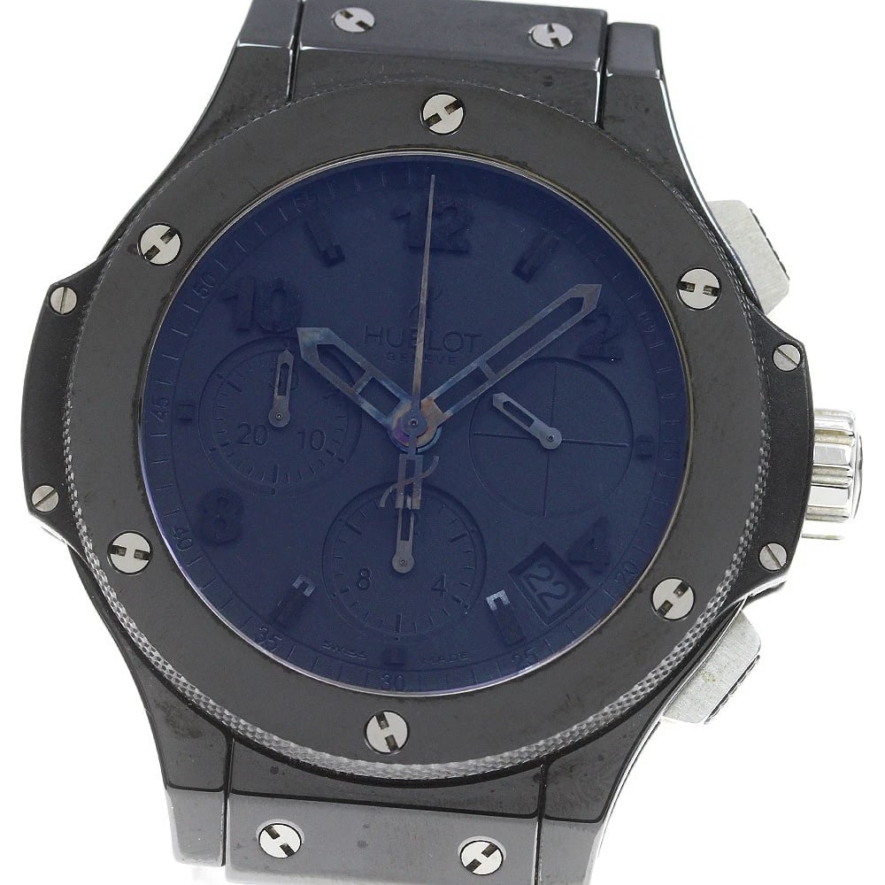 HUBLOT BIG BANG ALL BLACK WATCH: HUBLOT Big Bang All Black Watch Brand: HUBLOT Type: Wristwatch Material: Band Material rubber, Case Material Titanium / ceramic Color: Band Color white, Dial Color black, Case Color black 