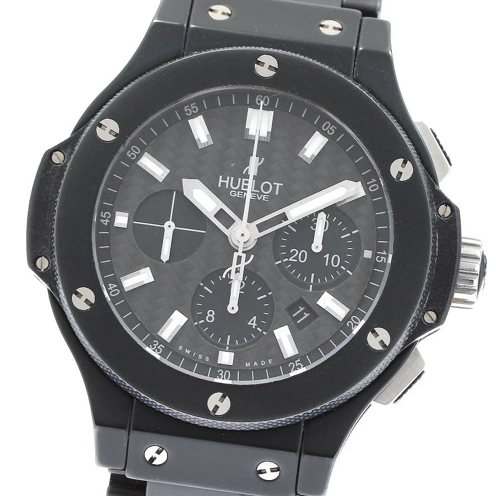 HUBLOT BIG BANG BLACK CHRONOGRAPH WATCH: HUBLOT Big Bang Black Chronograph Watch Brand: HUBLOT Type: Wristwatch Material: Band Material Ceramic / Stainless Steel, Case Material Titanium / ceramic Color: Band Color black, Dial Color black,