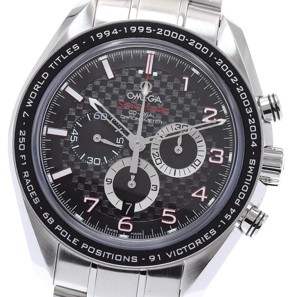 OMEGA SPEEDMASTER CHRONOGRAPH WATCH: OMEGA Speedmaster Chronograph Watch Brand: OMEGA Type: Wristwatch Material: Band Material Stainless Steel, Case Material Stainless Steel Color: Band Color Silver, Dial Color black, Case Color Silve