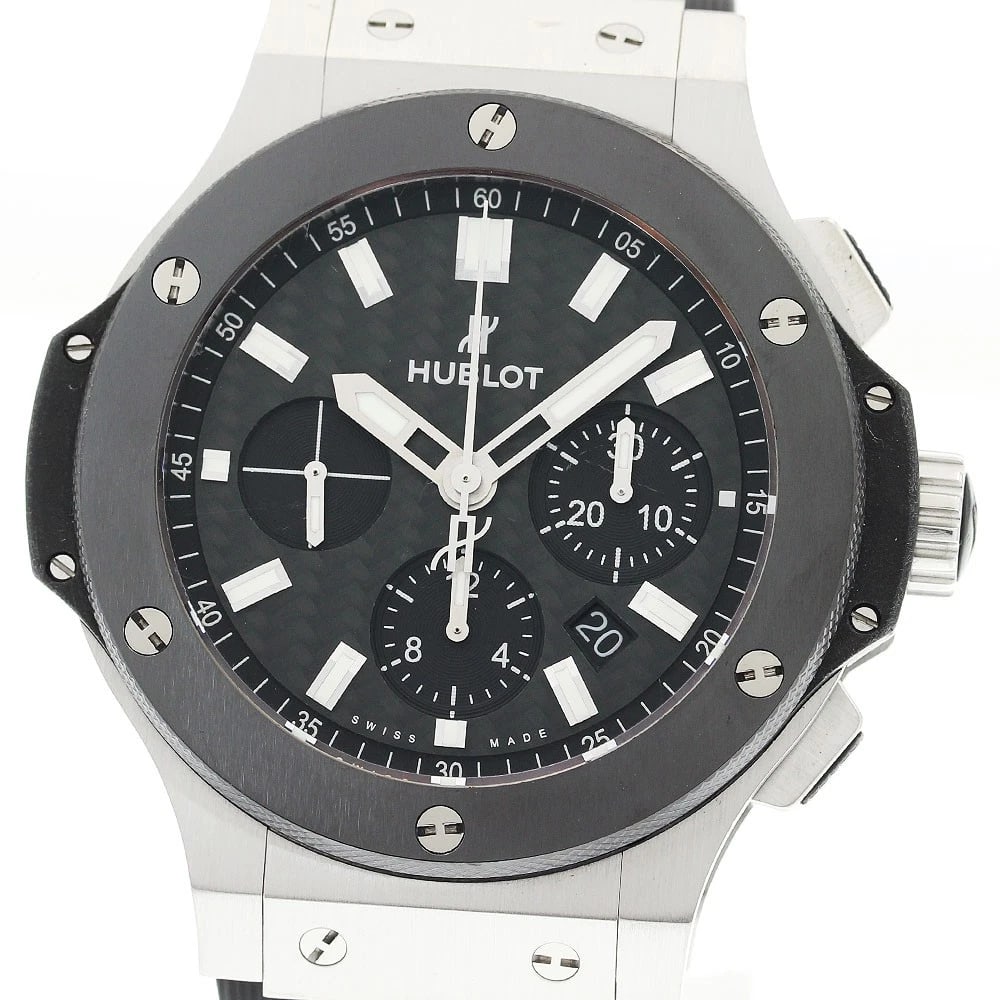 HUBLOT BIG BANG CHRONOGRAPH WATCH: HUBLOT Big Bang Chronograph Watch Brand: HUBLOT Type: Wristwatch Material: Band Material rubber, Case Material Stainless Steel / Titanium / Ceramic Color: Band Color black, Dial Color black, Case C