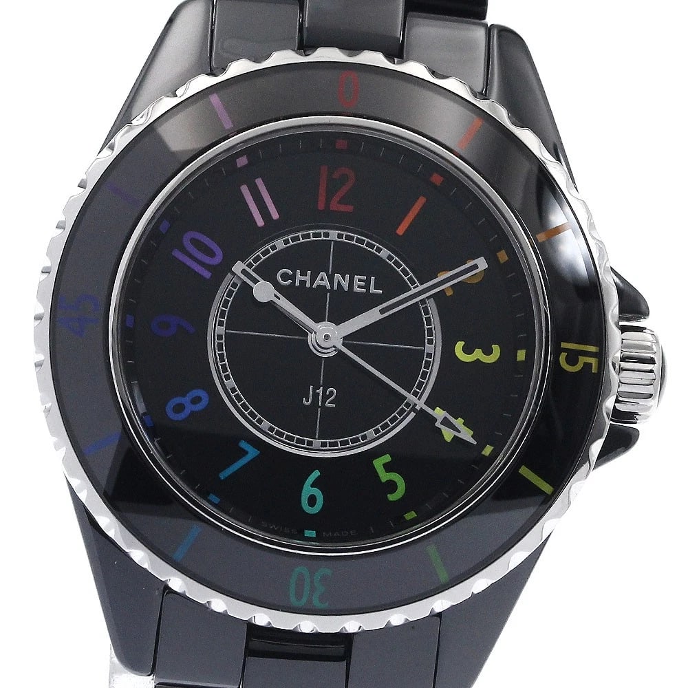 CHANEL J12 ELECTRO BLACK CERAMIC WATCH: CHANEL J12 electro Black ceramic Watch Brand: CHANEL Type: Wristwatch Material: Band Material ceramic, Case Material ceramic Color: Band Color black, Dial Color black, Case Color black Size: