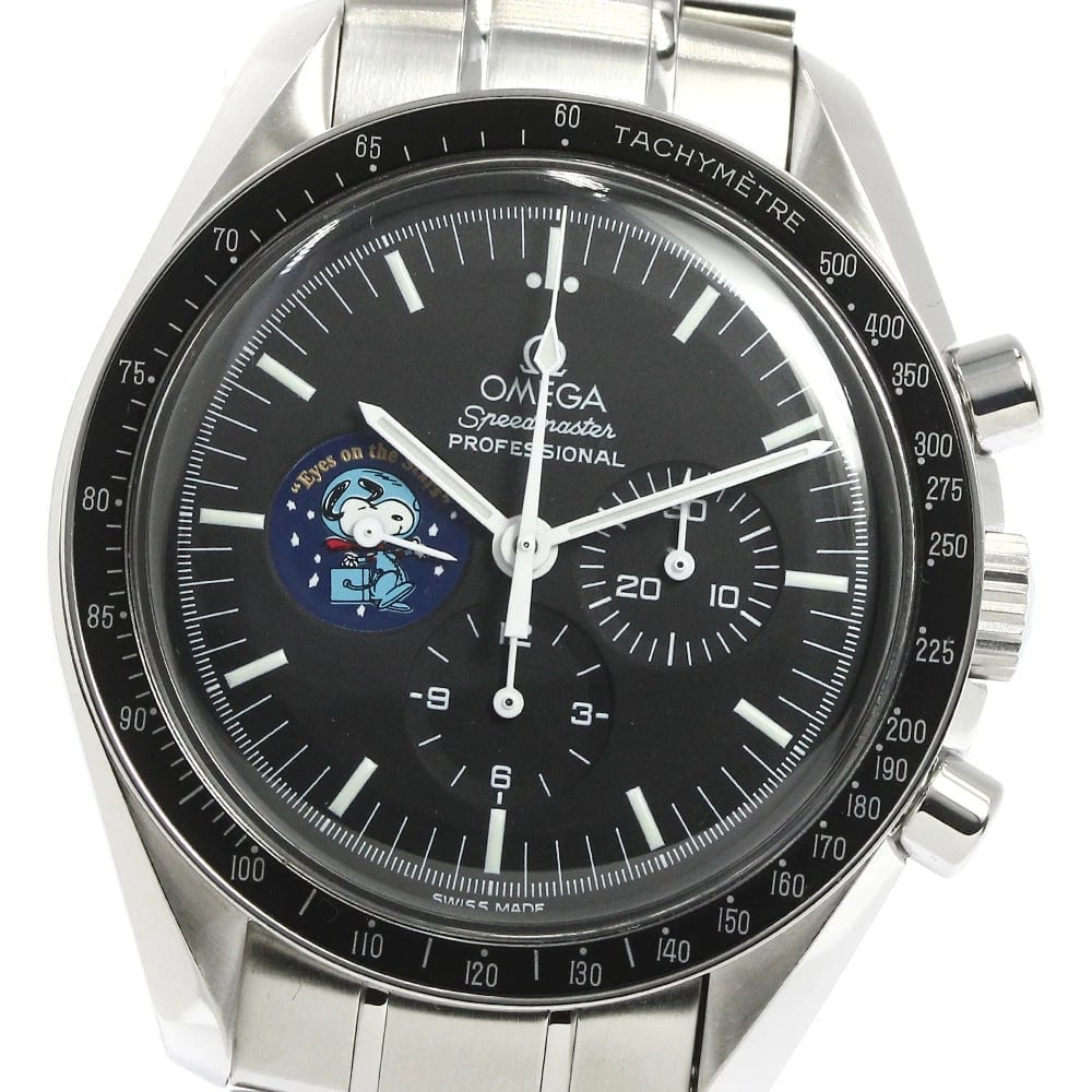 OMEGA SPEEDMASTER WATCH: OMEGA Speedmaster Watch Brand: OMEGA Type: Wristwatch Material: Band Material Stainless Steel, Case Material Stainless Steel Color: Band Color Silver, Dial Color black, Case Color Silver Size: Cas
