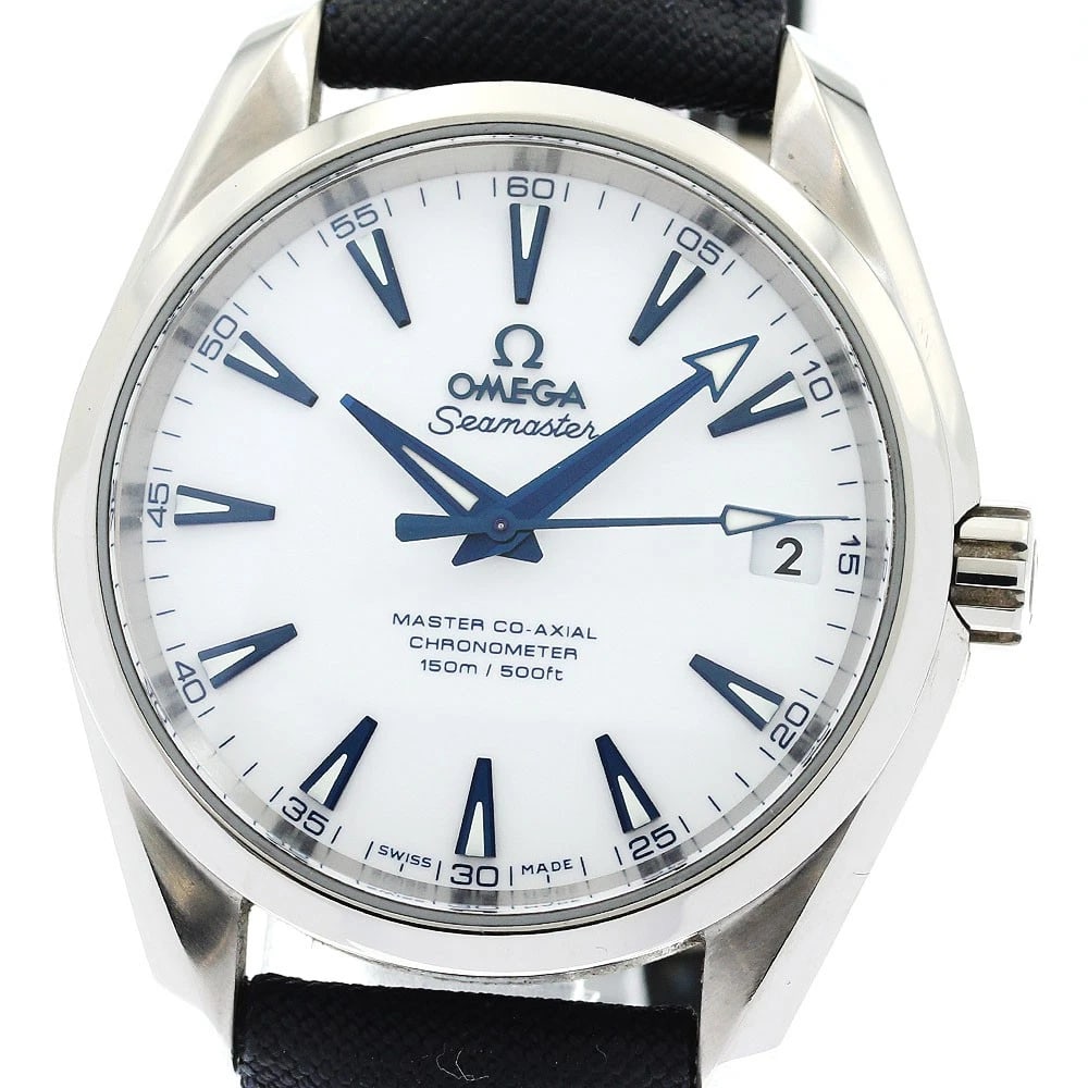 OMEGA SEAMASTER AQUA TERRA WATCH: OMEGA Seamaster Aqua Terra Watch Brand: OMEGA Type: Wristwatch Material: Band Material Nylon/Leather/Titanium, Case Material titanium Color: Band Color black, Dial Color white, Case Color