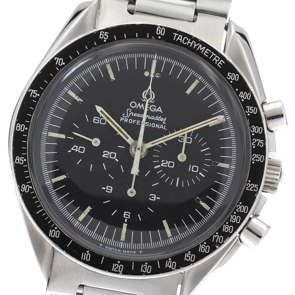 OMEGA SPEEDMASTER WATCH: OMEGA Speedmaster Watch Brand: OMEGA Type: Wristwatch Material: Band Material Stainless Steel, Case Material Stainless Steel Color: Band Color Silver, Dial Color black, Case Color Silver Size: