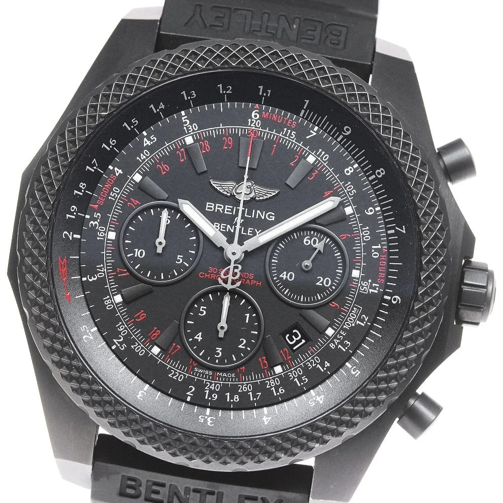 BREITLING BENTLEY WATCH: BREITLING Bentley Watch Brand: BREITLING Type: Wristwatch Material: Band Material rubber, Case Material titanium Color: Band Color black, Dial Color black, Case Color black Size: Case size About 4