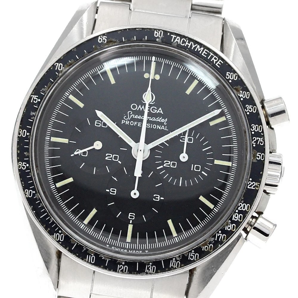 OMEGA SPEEDMASTER WATCH: OMEGA Speedmaster Watch Brand: OMEGA Type: Wristwatch Material: Band Material Stainless Steel, Case Material Stainless Steel Color: Band Color Silver, Dial Color black, Case Color Silver Size: