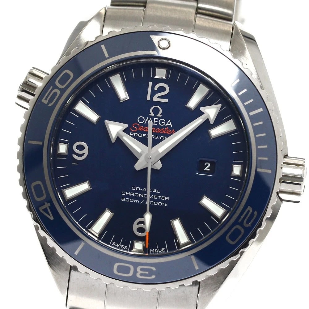 OMEGA SEAMASTER PLANET OCEAN WATCH: OMEGA Seamaster Planet Ocean Watch Brand: OMEGA Type: Wristwatch Material: Band Material titanium, Case Material titanium Color: Band Color Silver, Dial Color Navy, Case Color Silver Size:
