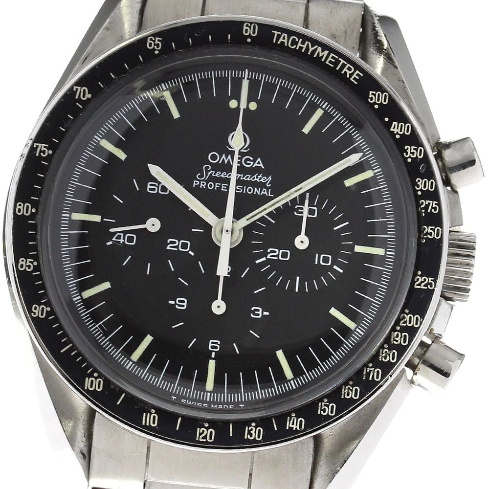 OMEGA SPEEDMASTER WATCH: OMEGA Speedmaster Watch Brand: OMEGA Type: Wristwatch Material: Band Material Stainless Steel, Case Material Stainless Steel Color: Band Color Silver, Dial Color black, Case Color Silver Size:
