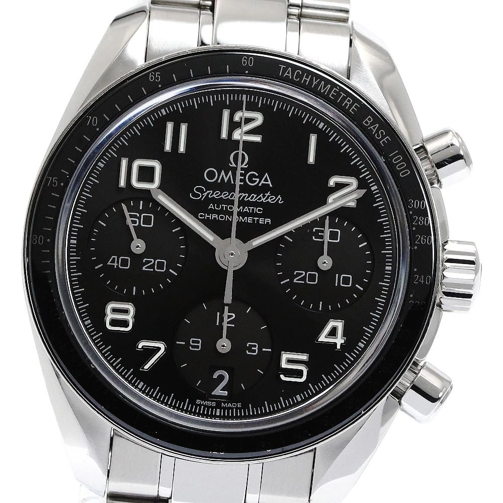 OMEGA SPEEDMASTER CHRONOGRAPH WATCH: OMEGA Speedmaster Chronograph Watch Brand: OMEGA Type: Wristwatch Material: Band Material Stainless Steel, Case Material Stainless Steel Color: Band Color Silver, Dial Color gray, Case Color