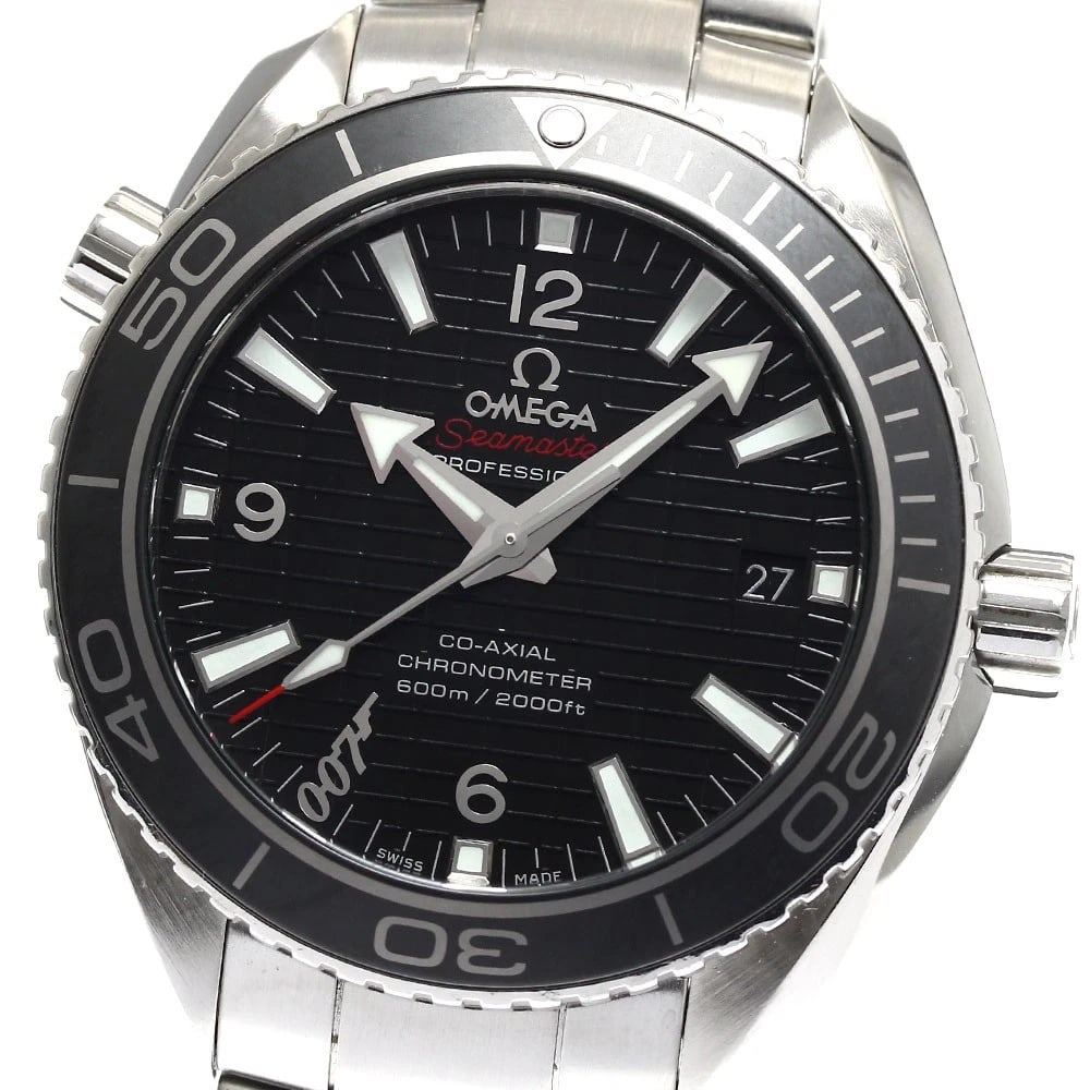 OMEGA SEAMASTER PLANET OCEAN BLACK WATCH: OMEGA Seamaster Planet Ocean black Watch Brand: OMEGA Type: Wristwatch Material: Band Material Stainless Steel, Case Material Stainless Steel Color: Band Color Silver, Dial Color black, Case
