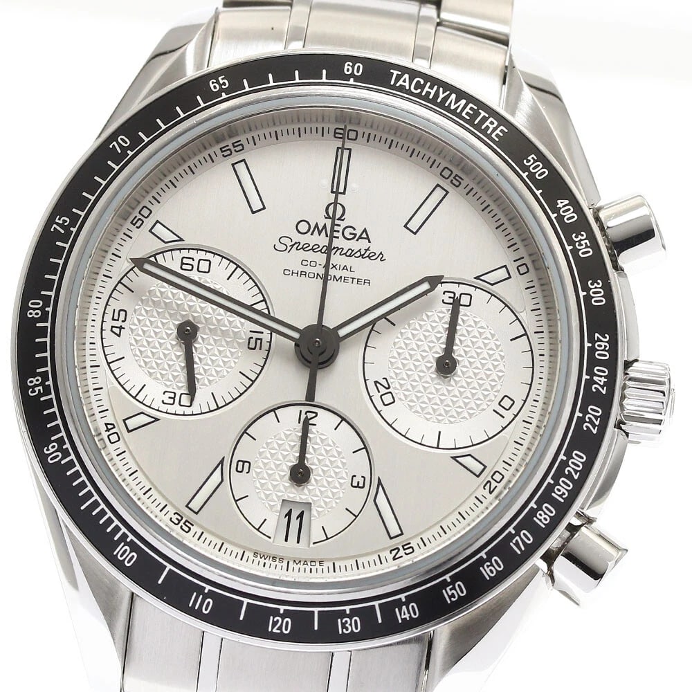 OMEGA SPEEDMASTER WATCH: OMEGA Speedmaster Watch Brand: OMEGA Type: Wristwatch Material: Band Material Stainless Steel, Case Material Stainless Steel Color: Band Color Silver, Dial Color Silver, Case Color Silver Size: Ca