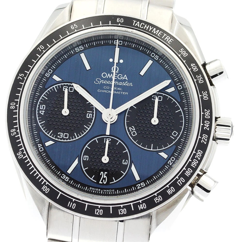 OMEGA SPEEDMASTER WATCH: OMEGA Speedmaster Watch Brand: OMEGA Type: Wristwatch Material: Band Material Stainless Steel, Case Material Stainless Steel Color: Band Color Silver, Dial Color Navy / Black, Case Color Silver