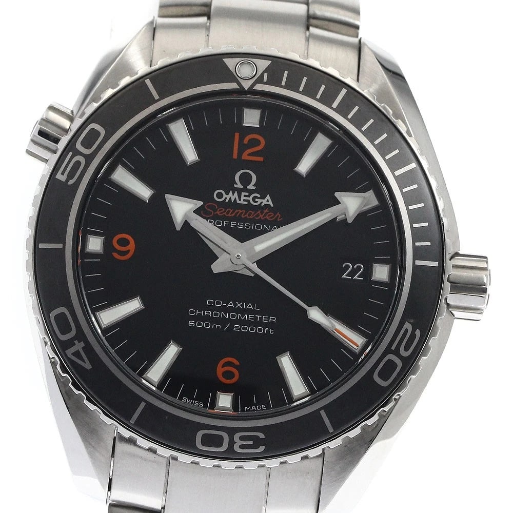 OMEGA SEAMASTER PLANET OCEAN BLACK WATCH: OMEGA Seamaster Planet Ocean black Watch Brand: OMEGA Type: Wristwatch Material: Band Material Stainless Steel, Case Material Stainless Steel Color: Band Color Silver, Dial Color black, Case