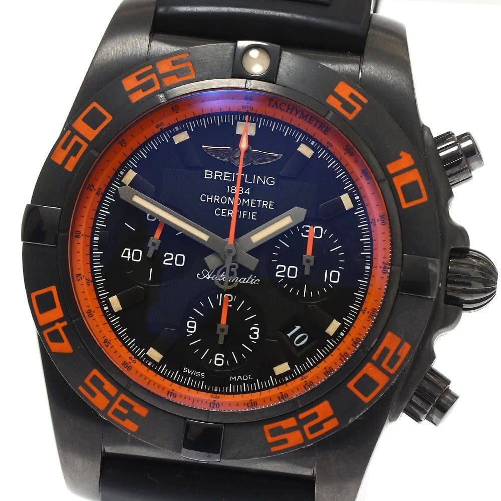 BREITLING CHRONOGRAPH WATCH: BREITLING Chronograph Watch Brand: BREITLING Type: Wristwatch Material: Band Material rubber, Case Material Stainless Steel (DLC coating) Color: Band Color black, Dial Color black, Case Color
