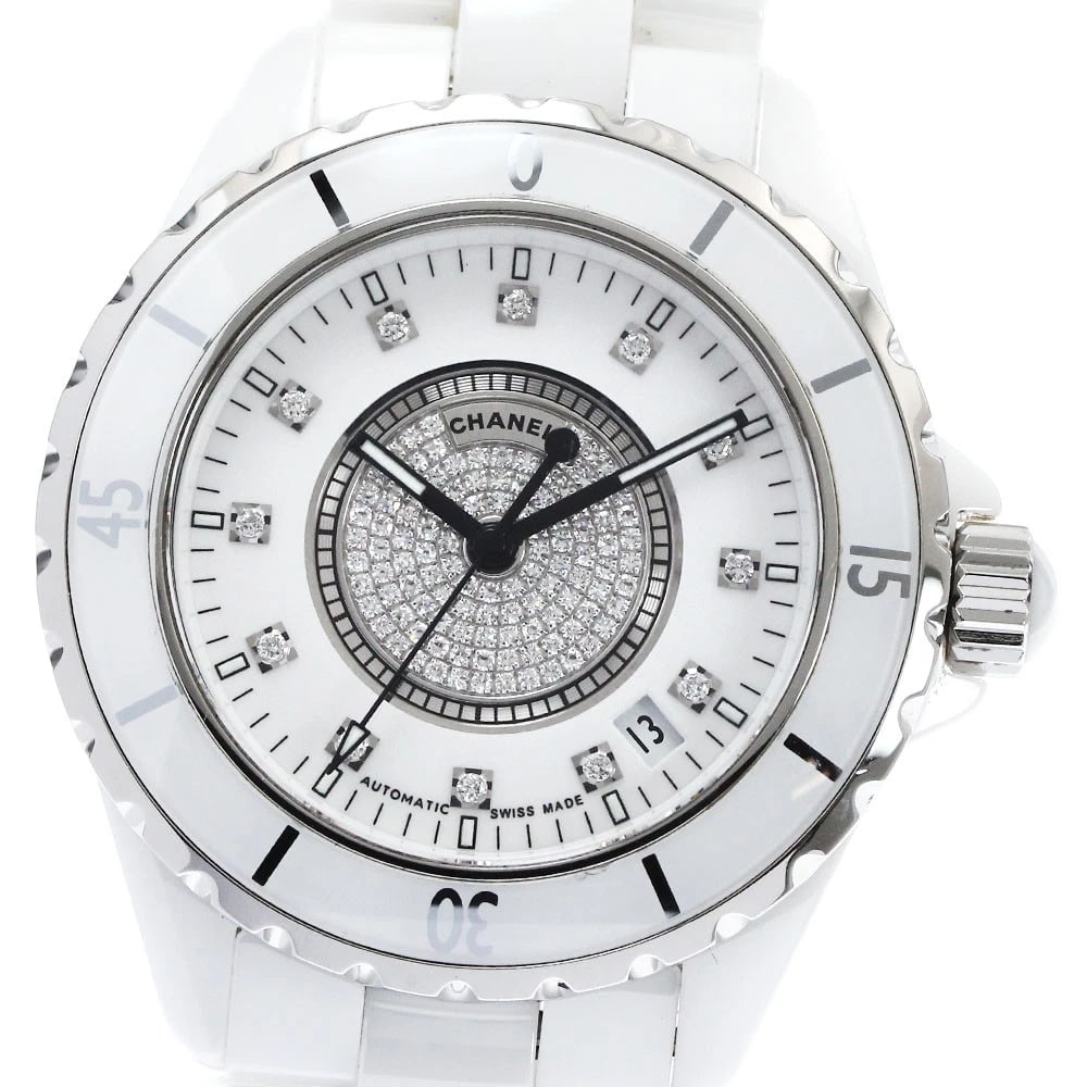 CHANEL J12 WHITE CERAMIC DIAMOND WATCH: CHANEL J12 white ceramic diamond Watch Brand: CHANEL Type: Wristwatch Material: Band Material Stainless Steel / ceramic, Case Material Stainless Steel / ceramic Color: Band Color white, Dial