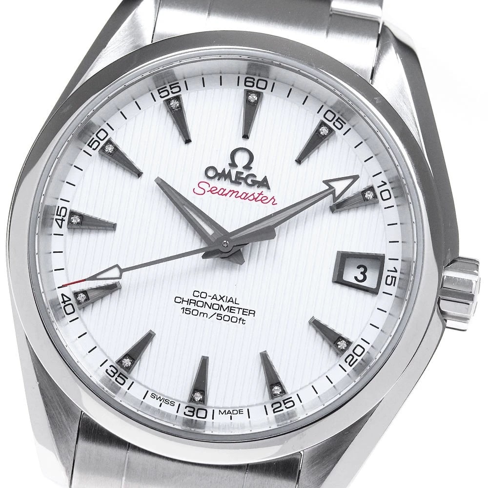 OMEGA SEAMASTER AQUA TERRA DIAMOND WATCH: OMEGA Seamaster Aqua Terra diamond Watch Brand: OMEGA Type: Wristwatch Material: Band Material Stainless Steel, Case Material Stainless Steel Color: Band Color Silver, Dial Color white, Case