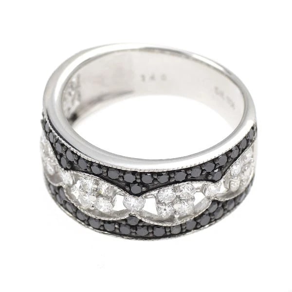 K18WG COLLARLESS/BLACK DIAMOND RING - 2