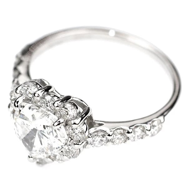 PT950 HEART SHAPE DIAMOND DIAMOND RING - 2