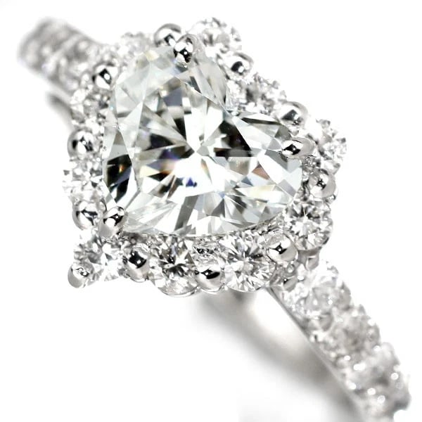 PT950 HEART SHAPE DIAMOND DIAMOND RING - 4
