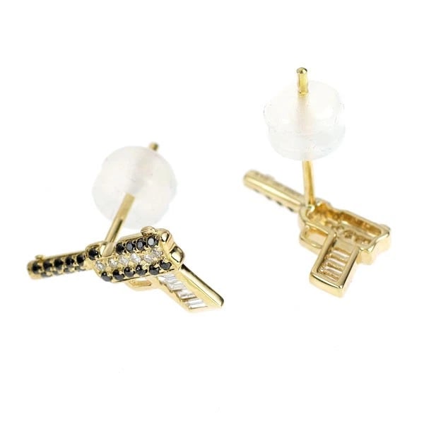 K18YG BLACK/COLORLESS DIAMOND EARRING - 2