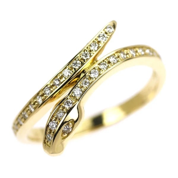 K18YG DIAMOND RING SNAKE: K18YG diamond ring snake Brand: None Type: Ring Material: Metal Purity K18 Metal Gold Main Stone/Creation Natural Color: Yellow Gold Size: 6 US Accessories: None Accessories Notice: When p