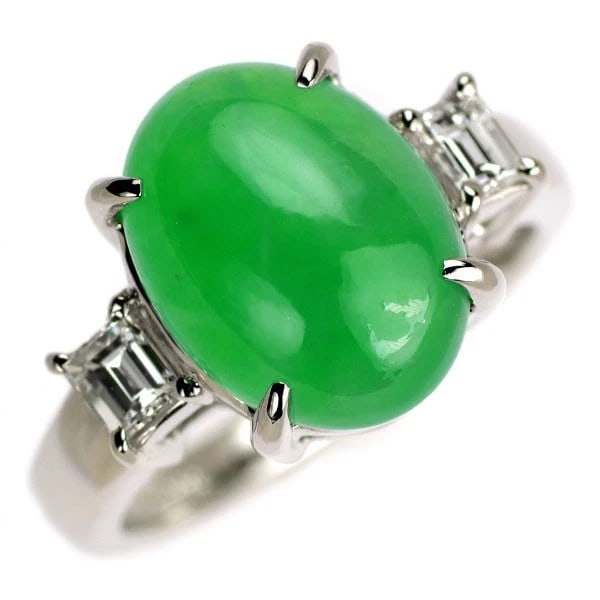PT900 JADE DIAMOND RING: Pt900 jade diamond ring Brand: None Type: rings Material: Pt900 Color: Pt Size: 6 US Accessories: None Accessories Notice: When purchasing pre-owned goods, please refer to the photos of th