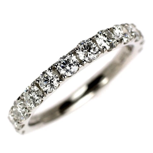 PT900 DIAMOND RING HALF ETERNITY: Pt900 diamond ring half eternity Brand: None Type: Ring Material: Metal Purity 900 Metal Platinum Main Stone/Creation Natural Color: None Size: 6 US Accessories: None Accessories Notice: W