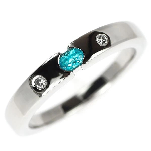 PT900 PARAIBA TOURMALINE DIAMOND RING: Pt900 Paraiba Tourmaline Diamond Ring Brand: None Type: Ring Material: Metal Purity None Metal Pt900 Main Stone/Creation tourmaline Color: None Size: 5.5 - 5.75 US Accessories: None