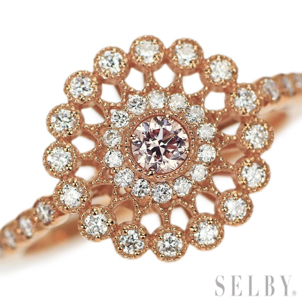 K18PG NATURAL PINK DIAMOND RING: K18PG Natural Pink Diamond Ring Brand: None Type: Ring Material: Metal Purity None Metal K18PG Main Stone/Creation Natural Color: None Size: 7.25 US Accessories: None Accessories Notice: When