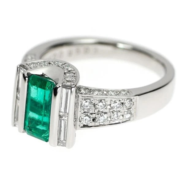 PT900 EMERALD DIAMOND RING - 2