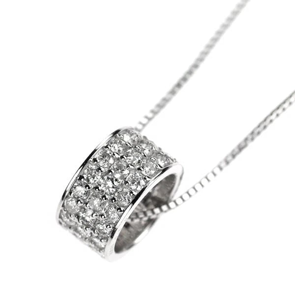 K18WG DIAMOND PENDANT NECKLACE: K18WG Diamond Pendant Necklace Brand: None Type: pendant necklace Material: K18WG Color: WG Size: Necklace: Chain Length ?46 Width/Thickness5.9 Length/Width/Diameter10.6 Accessories: None