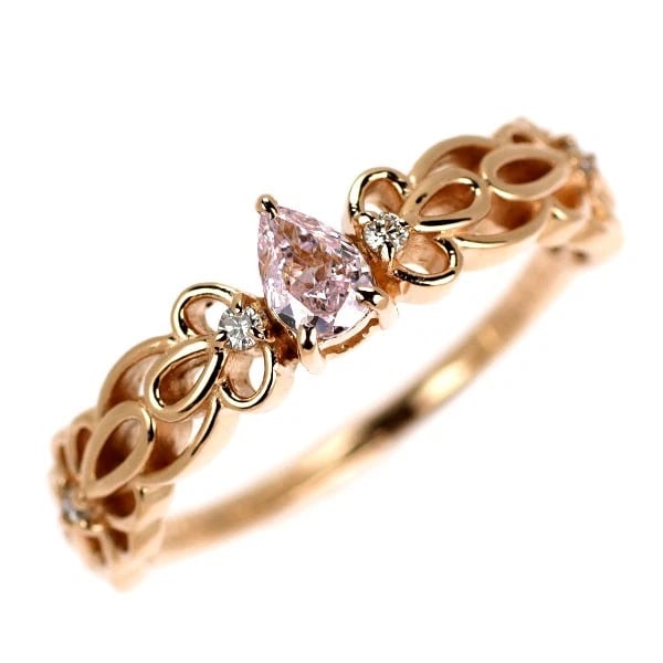 RARE K18PG NATURAL PINK DIAMOND RING: Rare K18PG Natural Pink Diamond Ring Brand: None Type: Ring Material: Metal Purity K18 Metal Gold Main Stone/Creation Natural Color: None Size: 5.25 US Accessories: None Accessories Notice:
