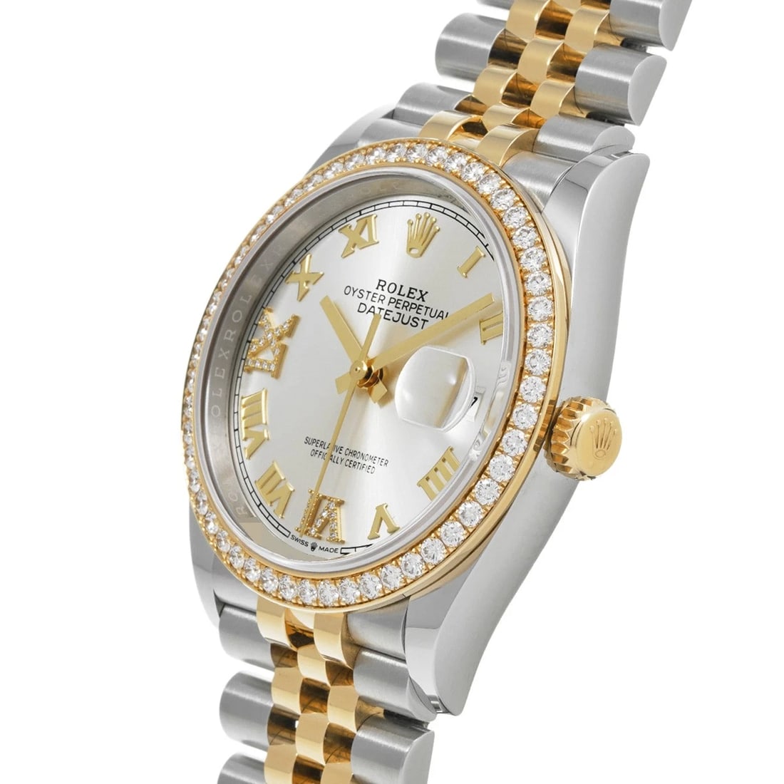 ROLEX DATEJUST SILVER DIAMOND WATCH - 2