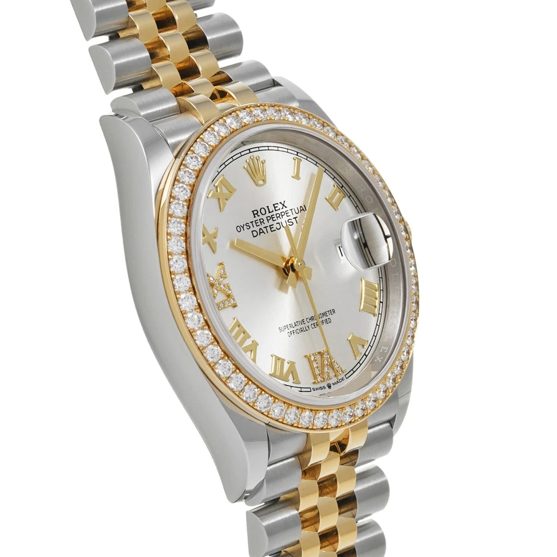ROLEX DATEJUST SILVER DIAMOND WATCH - 3