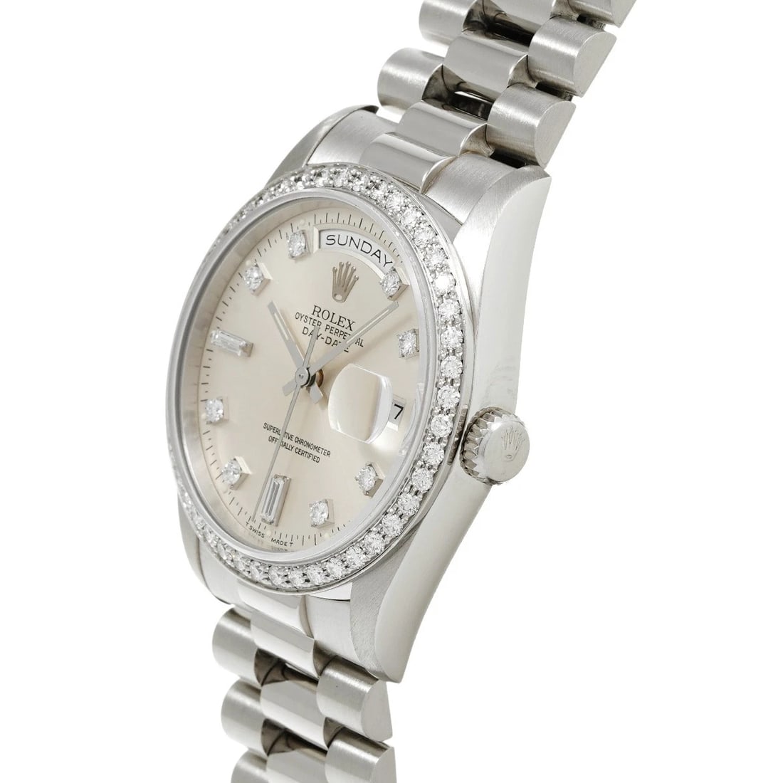 ROLEX SILVER DIAMOND WATCH - 2