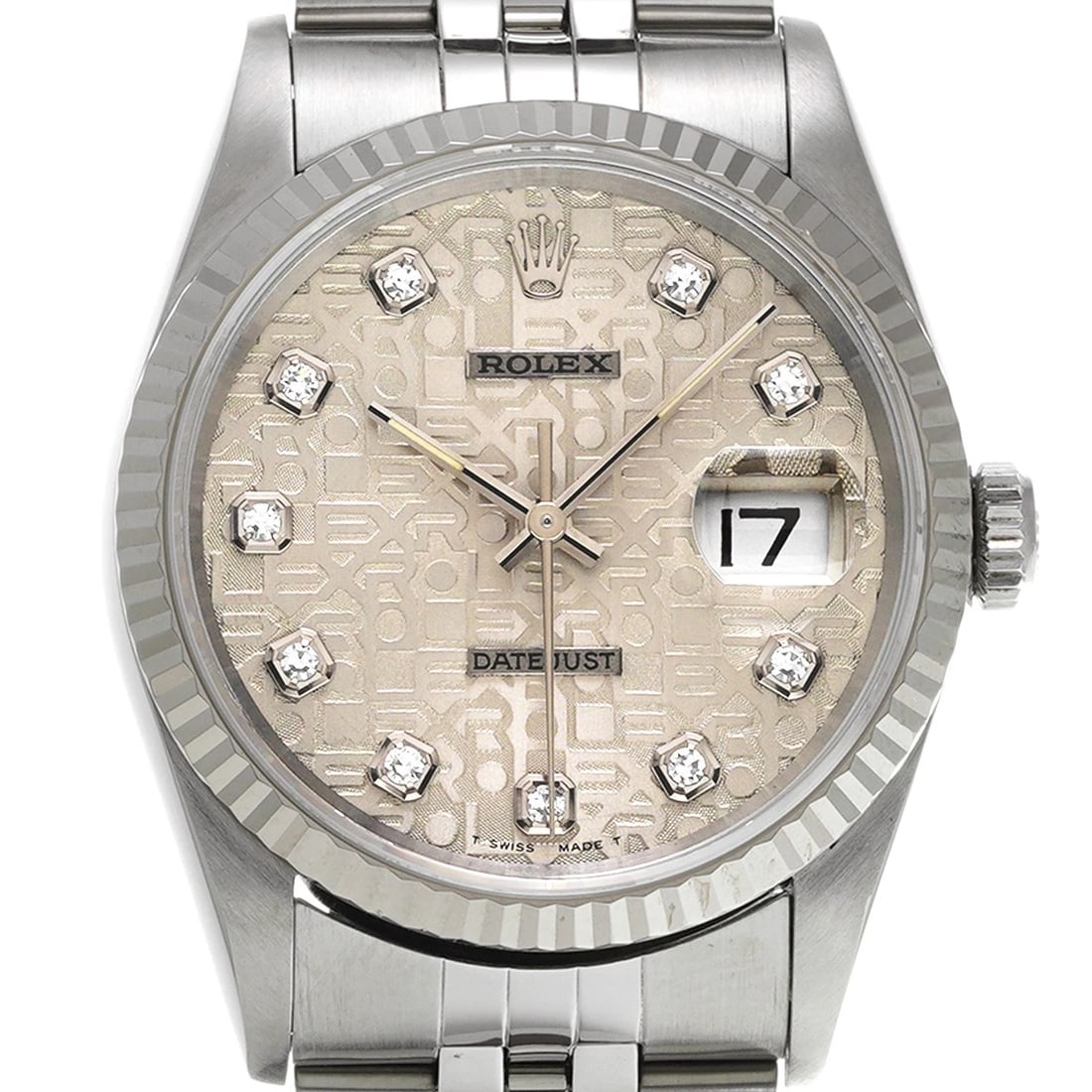 ROLEX DATEJUST SILVER COMPUTER DIAMOND WATCH - 4