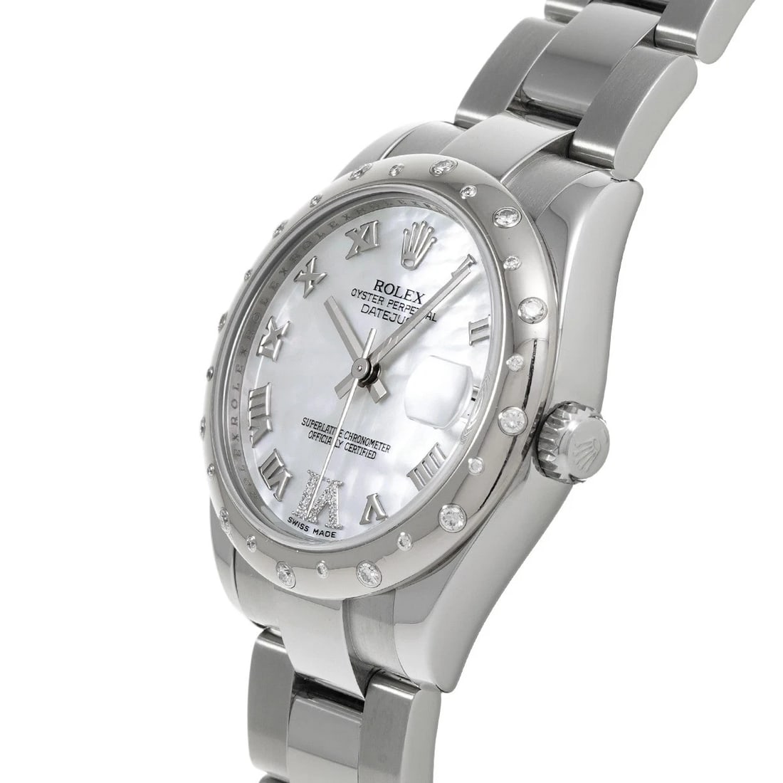 ROLEX DATEJUST WHITE SHELL WATCH - 2