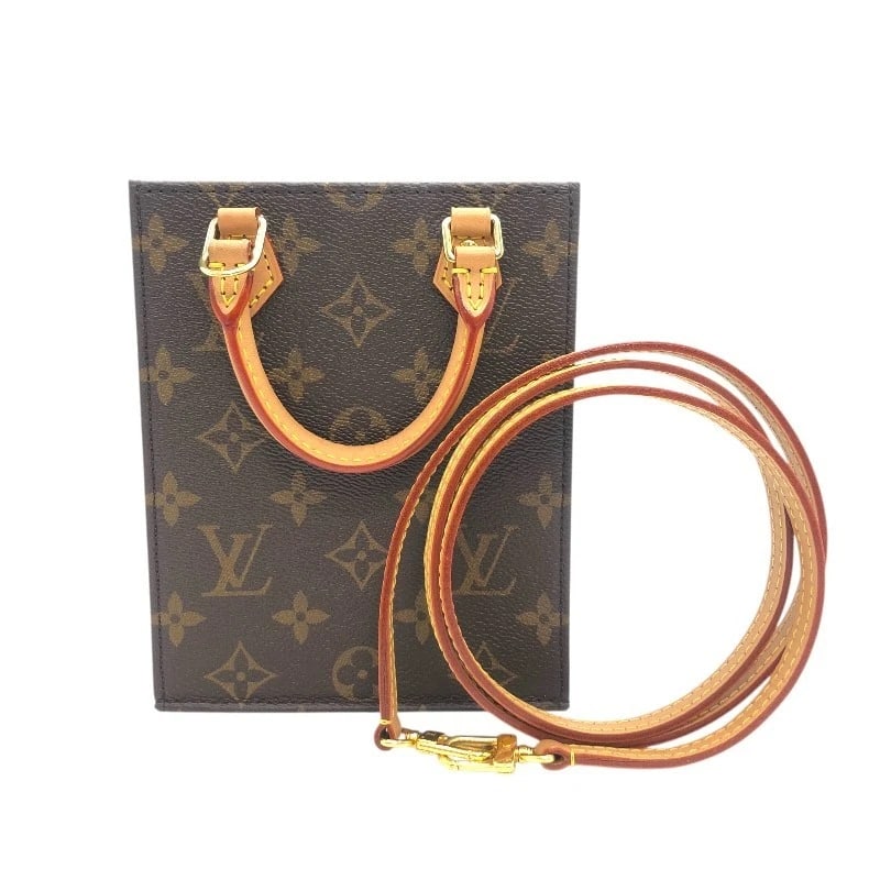 LOUIS VUITTON PETIT SAC PLAT SHOULDER BAG: LOUIS VUITTON Petit Sac Plat Shoulder Bag Brand: LOUIS VUITTON Type: Shoulder Bag Material: Monogram canvas PVC Color: Monogram xGDHardware Size: W5.3 x H6.7x D2.0inch Shoulder:43.3inch 