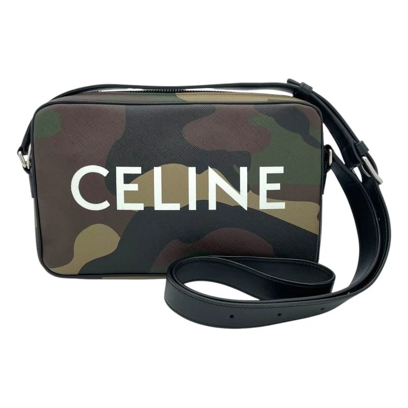 CELINE CAMOUFLAGE SHOULDER SHOULDER BAG: CELINE Camouflage Shoulder Shoulder Bag Brand: CELINE Type: Shoulder Bag Material: leather Color: Black Brown Green Size: W8.7 x H5.9x D1.6inch Shoulder:0.0inch Accessories: None Accessories