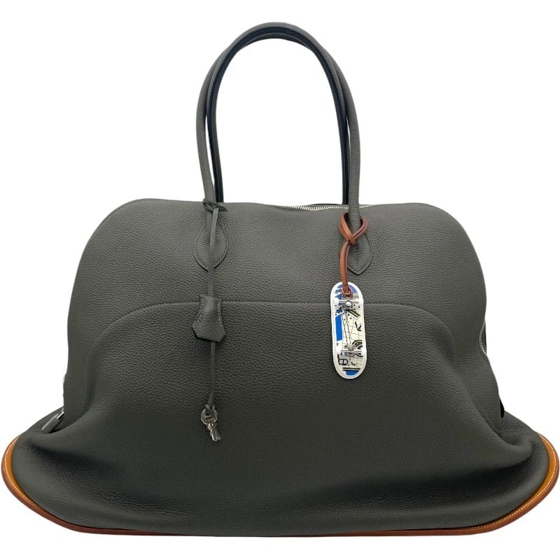 HERMES BOLIDE SKATE 65 SHOULDER BAG: HERMES Bolide Skate 65 Shoulder Bag Brand: HERMES Type: Shoulder Bag Material: Togo Color: Veil Grease SilverHardware Size: W23.4 x H15.4x D8.5inch Accessories: None Accessories Notice: When