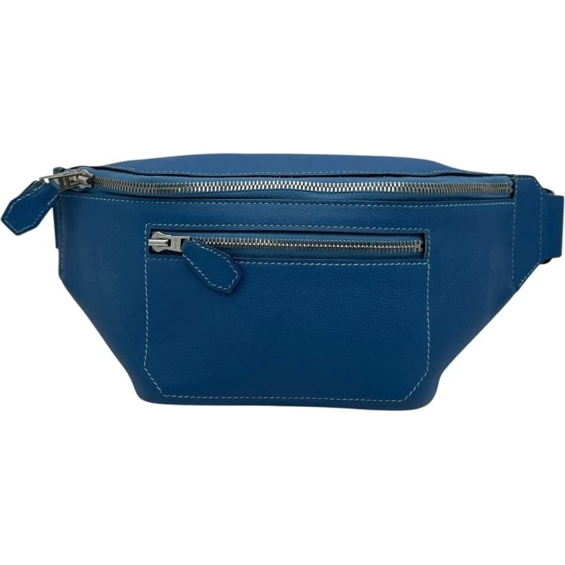 HERMES CITY SLIDE CROSS PM BODY BAG: HERMES City slide cross PM body bag Brand: HERMES Type: body bag Material: Evercolor Color: Azur SilverHardware Size: W12.6 x H5.3x D2.4inch Accessories: None Accessories Notice: When