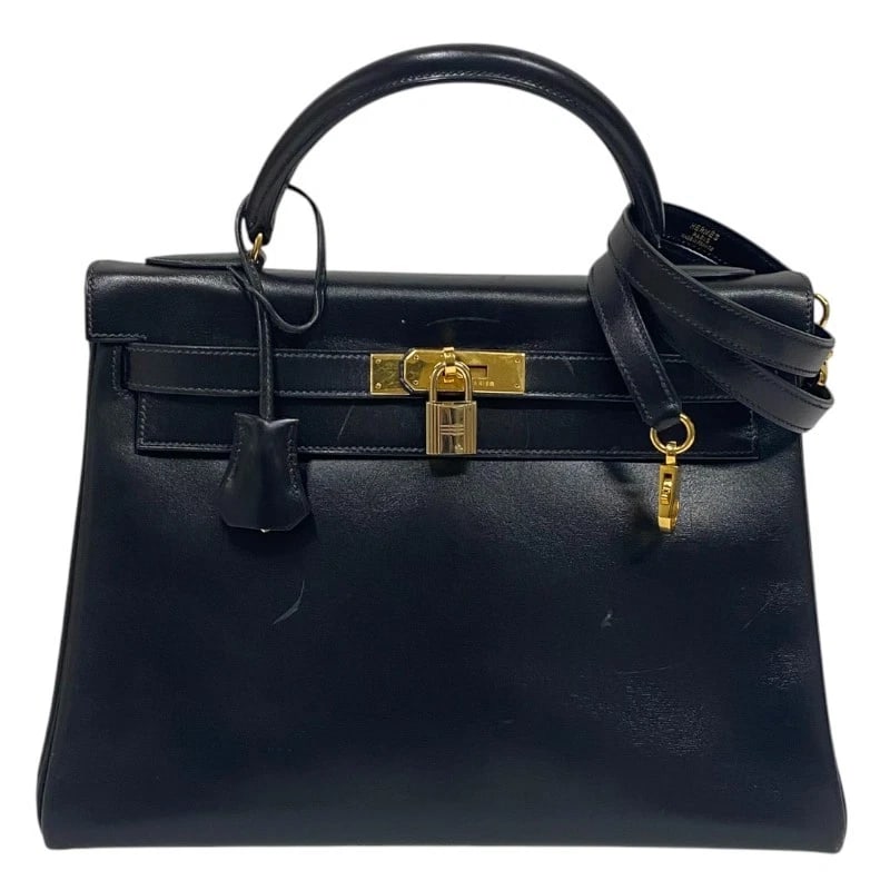 HERMES KELLY 32 INTERNAL SEWING HANDBAG: HERMES Kelly 32 internal sewing Handbag Brand: HERMES Type: Handbag Material: Box scarf Color: Black Gold Hardware Size: W12.6 x H9.1x D4.7inch Shoulder:31.5inch Accessories: None Accessories