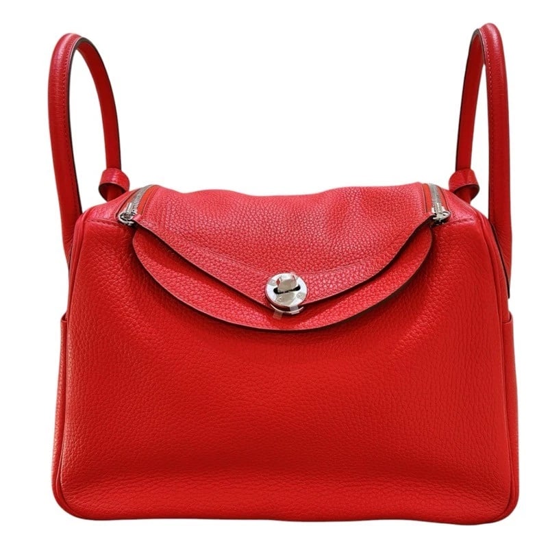 HERMES LINDY 30 SHOULDER BAG: HERMES Lindy 30 Shoulder Bag Brand: HERMES Type: Shoulder Bag Material: Taurillon Clemence Color: Rouge Coo SilverHardware Size: W11.8 x H7.9x D6.3inch Accessories: None Accessories Notice: